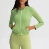image:imageFlygo Womens Full Zip Workout Hoodie Crop Stretchy Athletic Sweatshirt JacketGreen