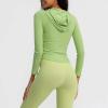 image:imageFlygo Womens Full Zip Workout Hoodie Crop Stretchy Athletic Sweatshirt JacketGreen