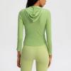 image:imageFlygo Womens Full Zip Workout Hoodie Crop Stretchy Athletic Sweatshirt JacketGreen