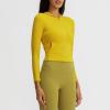 image:imageFlygo Womens Full Zip Workout Hoodie Crop Stretchy Athletic Sweatshirt JacketYellow