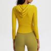 image:imageFlygo Womens Full Zip Workout Hoodie Crop Stretchy Athletic Sweatshirt JacketYellow