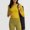 image:imageFlygo Womens Full Zip Workout Hoodie Crop Stretchy Athletic Sweatshirt JacketYellow