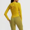 image:imageFlygo Womens Full Zip Workout Hoodie Crop Stretchy Athletic Sweatshirt JacketYellow