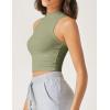 image:imageFlygo Womens Racerback Halter Crop Top Cotton Slim Sleeveless Workout Yoga TankGreen