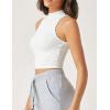 image:imageFlygo Womens Racerback Halter Crop Top Cotton Slim Sleeveless Workout Yoga TankWhite