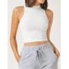 image:imageFlygo Womens Racerback Halter Crop Top Cotton Slim Sleeveless Workout Yoga TankWhite