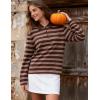 image:imageFlygo Womens Rugby Striped Polo Shirts Vintage Long Sleeve V Neck Preppy Pullover Top Y2K Lapel Collar Button Sweatshirts TeeBrownS