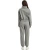 image:imageFlygo Womens Sweat Set Fleece Sweatsuit 2 Piece Outfit Half Zip Pullover Sweatshirt Joggers Tracksuit SetsLight Grey