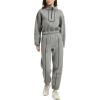 image:imageFlygo Womens Sweat Set Fleece Sweatsuit 2 Piece Outfit Half Zip Pullover Sweatshirt Joggers Tracksuit SetsLight Grey