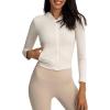 image:imageFlygo Womens Full Zip Workout Hoodie Crop Stretchy Athletic Sweatshirt JacketWhite