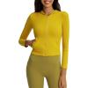image:imageFlygo Womens Full Zip Workout Hoodie Crop Stretchy Athletic Sweatshirt JacketYellow