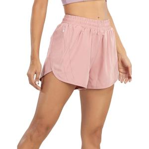 image:imageFlygo Womens 2 in 1 Running Shorts Casual Elastic Waist Athletic Workout ShortsPink