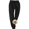 image:imageFlygo Womens Warm Fleece Joggers Pants Sherpa Lined Active Running Sweatpants Medium Black