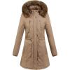 image:imageFlygo Womens Winter Warm Hooded Thicken Fleece Lined Parkas Long Coat Puffer Jacket XSmall Khaki