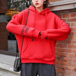 image:imageFlygo Womens Casual Winter Sherpa Fleece Lined Sweatshirt Coat Long Sleeve Zipper Pullover Outwear M Red