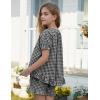 image:imageFlygo Girls Plaid 2 Piece Outfits Cotton Gingham Sets Cute Button down Ruffle Peplum Top Shorts Sweatsuit Set 514 YearsBlack