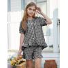 image:imageFlygo Girls Plaid 2 Piece Outfits Cotton Gingham Sets Cute Button down Ruffle Peplum Top Shorts Sweatsuit Set 514 YearsBlack
