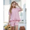 image:imageFlygo Girls Plaid 2 Piece Outfits Cotton Gingham Sets Cute Button down Ruffle Peplum Top Shorts Sweatsuit Set 514 YearsPink