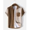 image:imageFlygo Mens 2 Piece Casual Sets Button Down Shirt and Shorts Waffle Set Summer Beach Outfits TracksuitsBrown