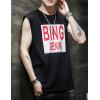 image:imageFlygo Mens Cotton Letters Printed Summer Sleeveless Shirt Muscle Workout Training Tank TopsBlack