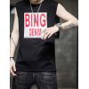 image:imageFlygo Mens Cotton Letters Printed Summer Sleeveless Shirt Muscle Workout Training Tank TopsBlack