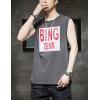 image:imageFlygo Mens Cotton Letters Printed Summer Sleeveless Shirt Muscle Workout Training Tank TopsDark Grey