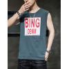 image:imageFlygo Mens Cotton Letters Printed Summer Sleeveless Shirt Muscle Workout Training Tank TopsDenim Blue