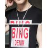 image:imageFlygo Mens Cotton Letters Printed Summer Sleeveless Shirt Muscle Workout Training Tank TopsLight Blue