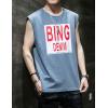image:imageFlygo Mens Cotton Letters Printed Summer Sleeveless Shirt Muscle Workout Training Tank TopsLight Blue