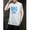 image:imageFlygo Mens Cotton Letters Printed Summer Sleeveless Shirt Muscle Workout Training Tank TopsWhite