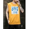 image:imageFlygo Mens Cotton Letters Printed Summer Sleeveless Shirt Muscle Workout Training Tank TopsYellow