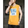 image:imageFlygo Mens Cotton Letters Printed Summer Sleeveless Shirt Muscle Workout Training Tank TopsYellow
