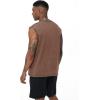 image:imageFlygo Mens Sleeveless Workout Tank Tops Cotton Cut Off Muscle T Shirts Acid Wash Loose Running Gym TeesCoffee