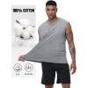 image:imageFlygo Mens Sleeveless Workout Tank Tops Cotton Cut Off Muscle T Shirts Acid Wash Loose Running Gym TeesGrey
