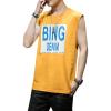 image:imageFlygo Mens Cotton Letters Printed Summer Sleeveless Shirt Muscle Workout Training Tank TopsYellow