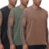 image:imageFlygo Mens Sleeveless Workout Tank Tops Cotton Cut Off Muscle T Shirts Acid Wash Loose Running Gym TeesBlackcoffeearmygreen