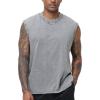 image:imageFlygo Mens Sleeveless Workout Tank Tops Cotton Cut Off Muscle T Shirts Acid Wash Loose Running Gym TeesGrey