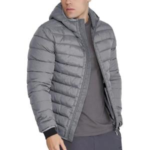 image:imageFlygo Mens Lightweight Puffer Jacket Hooded Insulated Winter Jackets Water Resistant Down Bubble Puffy CoatsDark Grey
