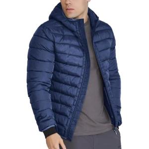 image:imageFlygo Mens Lightweight Puffer Jacket Hooded Insulated Winter Jackets Water Resistant Down Bubble Puffy CoatsNavy