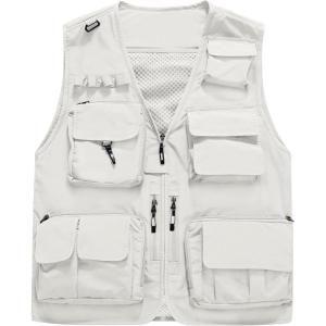 image:imageFlygo Mens Casual Lightweight Outdoor Fishing Work Safari Travel Photo Cargo Vest Jacket Multi PocketsBeige