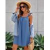 image:imageFlygo Cotton Nightgowns for Women Sleeveless House Dress Soft Ruffle Night Gown Sleepwear with PocketsBlue
