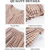 image:imageFlygo Gingham Pajamas for Women Puff Short Sleeve Babydoll Set Cute 2 Piece Henley Top Wide Leg Pants Lounge Pjs SetsBrown