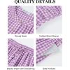 image:imageFlygo Gingham Pajamas for Women Puff Short Sleeve Babydoll Set Cute 2 Piece Henley Top Wide Leg Pants Lounge Pjs SetsPurple