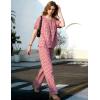 image:imageFlygo Gingham Pajamas for Women Puff Short Sleeve Babydoll Set Cute 2 Piece Henley Top Wide Leg Pants Lounge Pjs SetsRed