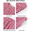 image:imageFlygo Gingham Pajamas for Women Puff Short Sleeve Babydoll Set Cute 2 Piece Henley Top Wide Leg Pants Lounge Pjs SetsRed