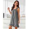 image:imageFlygo Nightgowns for Women Cotton Ruffle Sleepwear House Dresses Striped Sleeveless Night Gown Sleep Dress with PocketsBlack