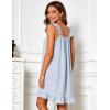 image:imageFlygo Nightgowns for Women Cotton Ruffle Sleepwear House Dresses Striped Sleeveless Night Gown Sleep Dress with PocketsBlue