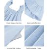 image:imageFlygo Nightgowns for Women Cotton Ruffle Sleepwear House Dresses Striped Sleeveless Night Gown Sleep Dress with PocketsBlue