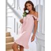 image:imageFlygo Nightgowns for Women Cotton Ruffle Sleepwear House Dresses Striped Sleeveless Night Gown Sleep Dress with PocketsPink