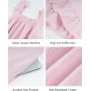 image:imageFlygo Nightgowns for Women Cotton Ruffle Sleepwear House Dresses Striped Sleeveless Night Gown Sleep Dress with PocketsPink